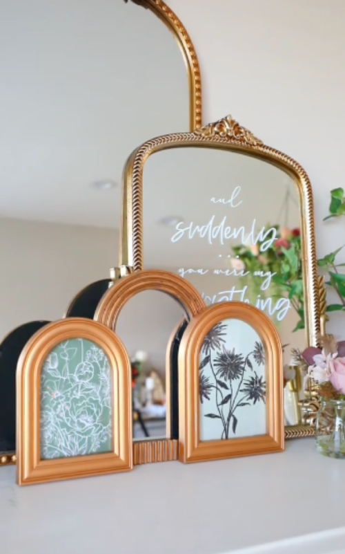 dollar tree picture frames painted gold